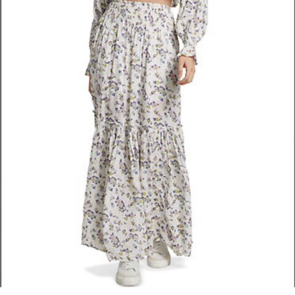 Free People secret garden floral tiered maxi skirt XS
